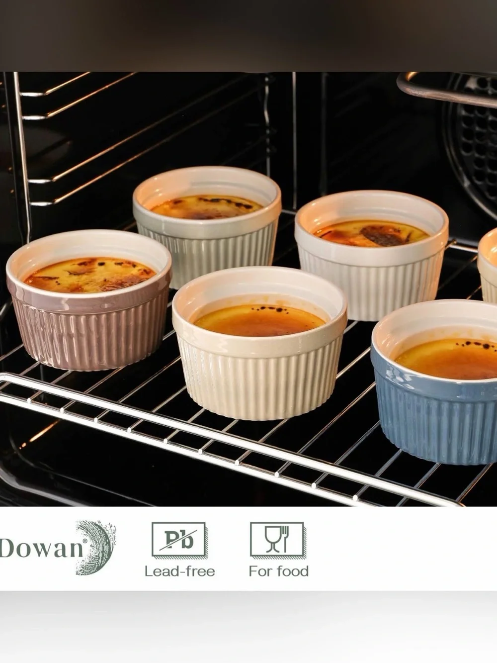 NEW DOWAN Ramekins - Set of 6 Oven-Safe Porcelain Ramekins, 4oz